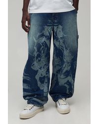BoohooMAN - Western Graphic Balloon Fit Jeans - Lyst