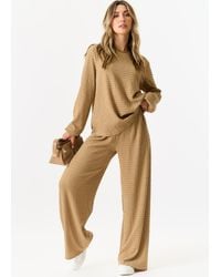 Gini London - Textured Long Sleeves Oversized Top - Lyst
