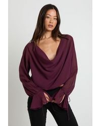 Boohoo - Tall Chiffon Tie Detail Draped Top - Lyst