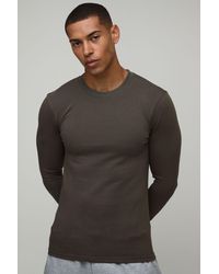 BoohooMAN - Essential Muscle Fit Long Sleeve T-Shirt - Lyst