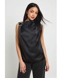 Boohoo - Trim Draped Sleeveless Top - Lyst