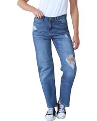 MYT - Ladies Wide Leg High Waisted Distressed Jeans - Lyst