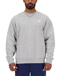 New Balance - Fleece Sweatshirt Embroidered Logo Pullover Relaxed Fit Jumper - Lyst