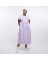 River Island - T-Shirt Midi Dress Plus Poplin Cotton - Lyst