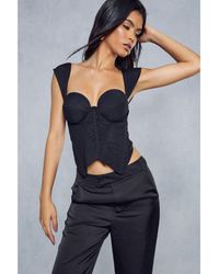 MissPap - Mesh Cupped Dip Front Corset Top - Lyst
