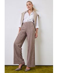 Roman - Petite Faux Suede Pintuck Trouser - Lyst