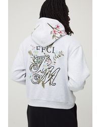 BoohooMAN - Oversized Boxy Floral Embroidered Hoodie - Lyst