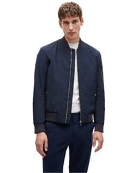 BOSS - Solid Patterned Bomber Jacket With Zipped And Flap Pockets - Lyst