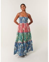 Blue Vanilla - Paisley Printed Shirred Waist Strappy Midi Dress - Lyst