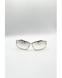 SVNX - Retangle Wrap Around Metal Sunglasses - Lyst
