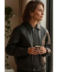 Infinity Leather - Biker Blouson Bomber Oversized Jacket - Lyst