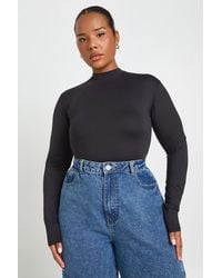 Boohoo - Plus Second Skin Crew Neck Long Sleeve Bodysuit - Lyst