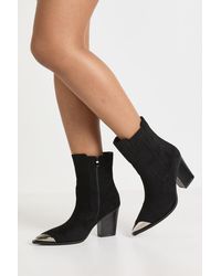 Boohoo - Faux Suede Toe Cap Western Boots - Lyst