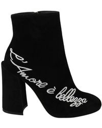 Dolce & Gabbana - Embroidered Ankle Boots - Lyst