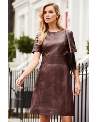 Sosandar - Leather Panelled Shift Dress - Lyst