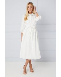 Wallis - Petite Occasion Cotton Cutwork Detail Shirt Dress - Lyst