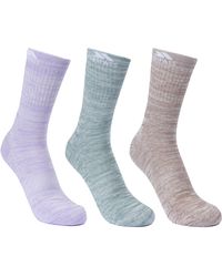 Trespass - Ladies Helvellyn Trekking Socks (Pack Of 3) (Spruce/Oatmeal/Gelsomino Melange) - Lyst