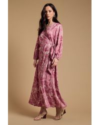 Oasis - Floral V Neck Maxi Wrap Dress - Lyst
