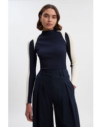 Karen Millen - Rib Knit Colour Block Top - Lyst