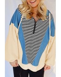Azura Exchange - Gestreepte Kleur Blok Hoodie - Lyst
