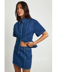 Boohoo - Seam Detail Denim Mini Skirt - Lyst
