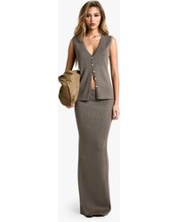 Boohoo - Premium Rib Knitted Longline Waistcoat And Maxi Skirt Set - Lyst