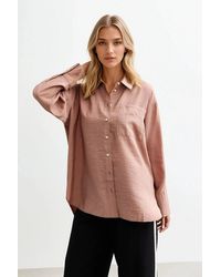 New Look - Relaxed Cupro Pocket Shirt - Lyst