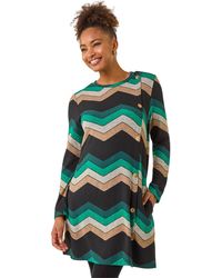 Roman - Zig Zag Side Button Dress - Lyst