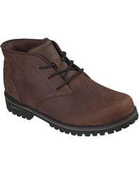 Skechers - Quintero Damien Leather Dark Ankle Boots - Lyst