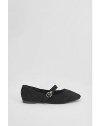 Oasis - Matilda Faux Suede Mary-Jane Soft Ballet Pumps - Lyst