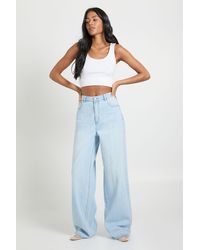 Boohoo - Tall Mid Waist Loose Fit Wide Leg Jean - Lyst
