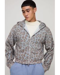 BoohooMAN - Shrunken Fit Leopard Print Zip Through Hoodie - Lyst