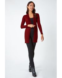Roman - Longline Stretch Ribbed Cardigan - Lyst
