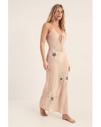 Nasty Gal - Flower Embellished Tie Front Maxi Beach Dress - Lyst