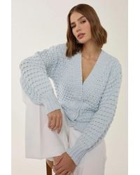 Hiccup - Textured Long Sleeve Relaxed Fit Cardigan - Lyst