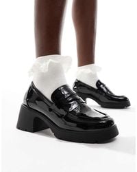 ASOS - Scribble Chunky Mid Heeled Loafers - Lyst