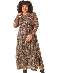 Roman - Curve Animal Print A-Line Stretch Dress - Lyst