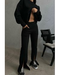 Hiccup - 2 Pieces: Round Neck Basic Sweatshirt & High Waist Slit Sweatpant - Lyst