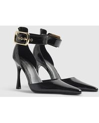 River Island - Court Shoes Buckle Ankle Strap Heels Pu - Lyst