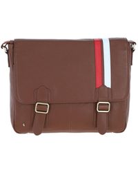 Gabicci - Real Leather Messenger Bag With Striped Front Detail - Lyst