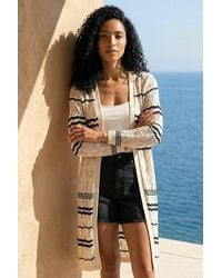 Roman - Wave Stripe Longline Knit Cardigan - Lyst