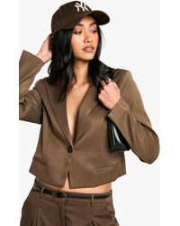 Boohoo - Woven Tailored Boxy Crop Blazer - Lyst
