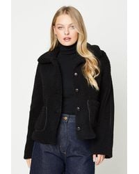 Oasis - Teddy Shearling Button Through Short Jacket - Lyst