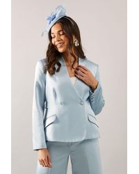 Wallis - Petite Collarless Double Breasted Blazer - Lyst