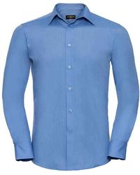 Russell - Russell Collection Polycotton Easy-care Formeel Overhemd Met Lange Mouwen (bedrijfsblauw) - Lyst
