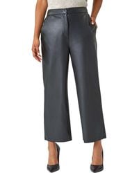 Roman - Faux Leather Wide Leg Crop Trousers - Lyst