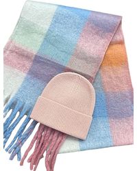 SVNX - Light Check Scarf & Beanie Set - Lyst