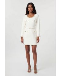 Karen Millen - Compact Stretch Embellished Trim Tailored Belted Mini Dress - Lyst