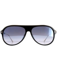 Tom Ford - Aviator Mannen Shiny Black And Gold Smoke Mirrored Ft0624 Nicholai - Lyst