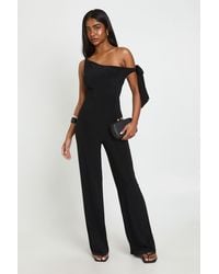 Boohoo - Slinky Asym Shoulder Wide Leg Jumpsuit - Lyst